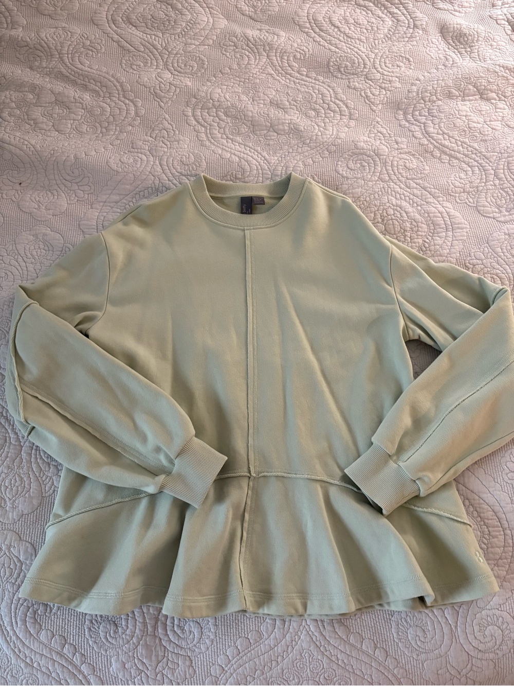 Sweaty Betty Sage Green Peplum Crew Sweatshirt Small
